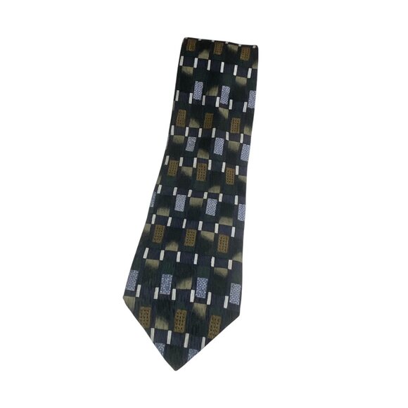Cocktail Collection 100% Silk Mens Necktie Beer Microscope Pattern Green & Gold - Picture 1 of 7
